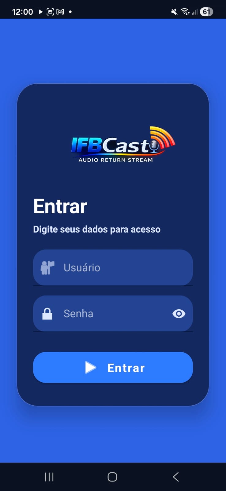 Login do app IFB Cast