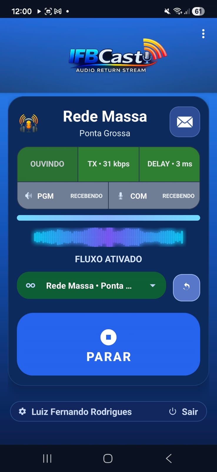 App IFB Cast em execução